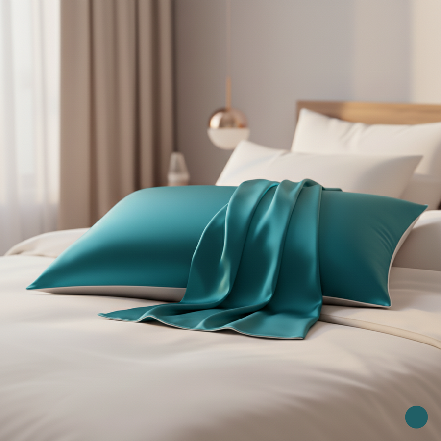 Solid Gray Satin Pillowcase with Luxury Touch-Pillowcase-Bellascena-Blue-40x40 cm-bellascena