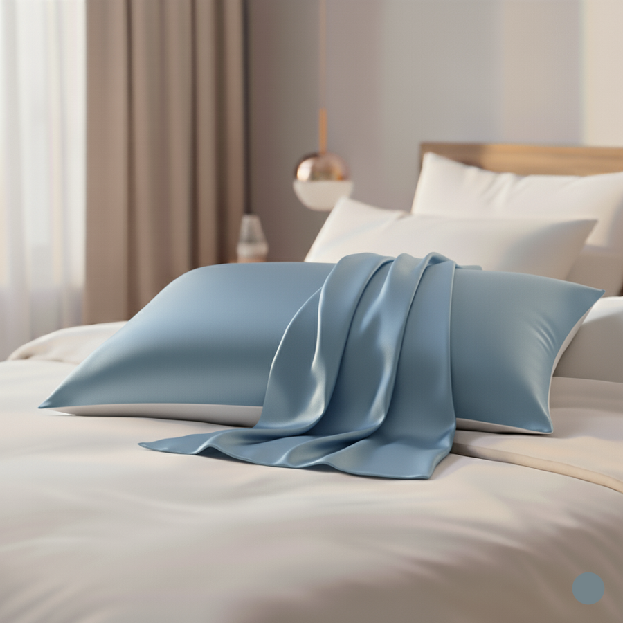 Solid Gray Satin Pillowcase with Luxury Touch-Pillowcase-Bellascena-Light Blue-40x40 cm-bellascena