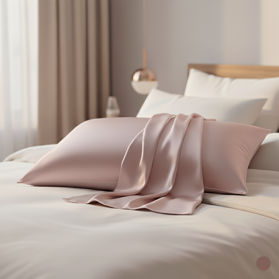Solid Gray Satin Pillowcase with Luxury Touch-Pillowcase-Bellascena-Pink-40x40 cm-bellascena