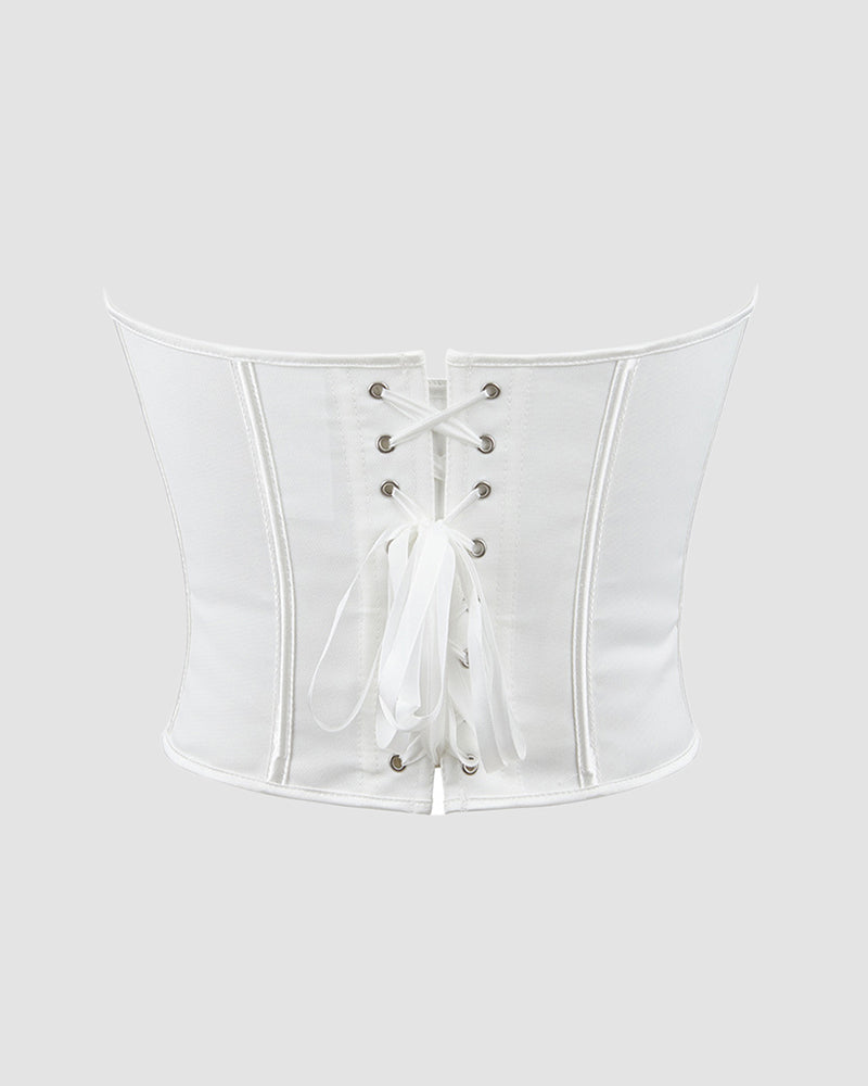 Sophisticated Black Satin Corset with Boned Structure-Corset-Bellascena-bellascena