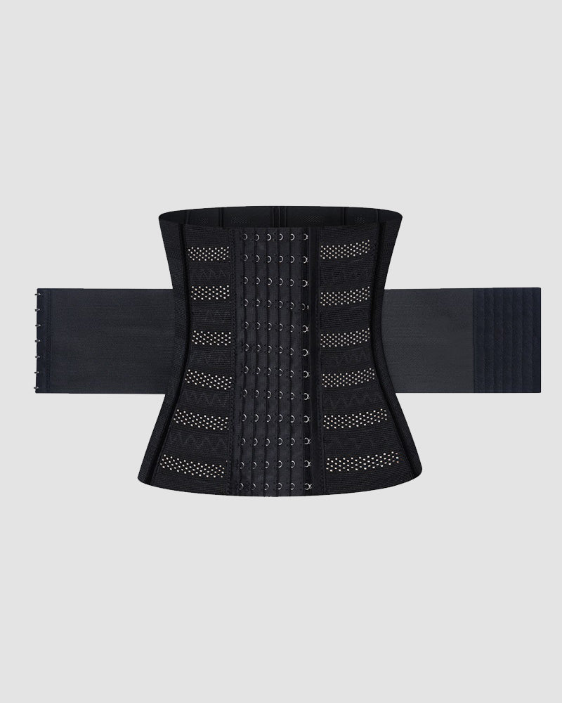 Steel Boned Black Mesh Corset with Hook-and-Eye Closure-Corset-Bellascena-bellascena