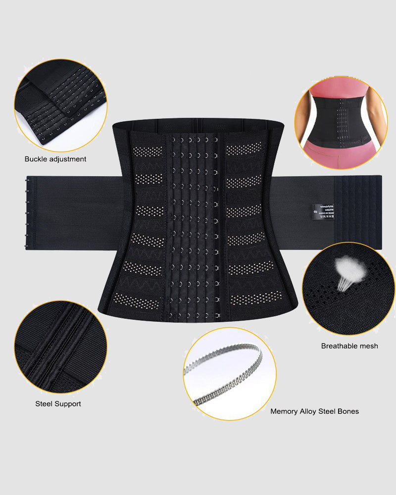Steel Boned Black Mesh Corset with Hook-and-Eye Closure-Corset-Bellascena-bellascena