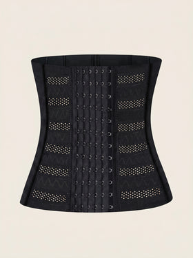 Steel Boned Black Mesh Corset with Hook-and-Eye Closure-Corset-Bellascena-Black-XS-bellascena