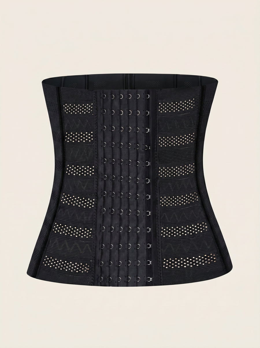 Steel Boned Black Mesh Corset with Hook-and-Eye Closure-Corset-Bellascena-Black-XS-bellascena