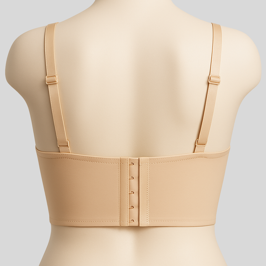 Strapless Beige Satin Bra with Firm Support-Bra-Bellascena-bellascena