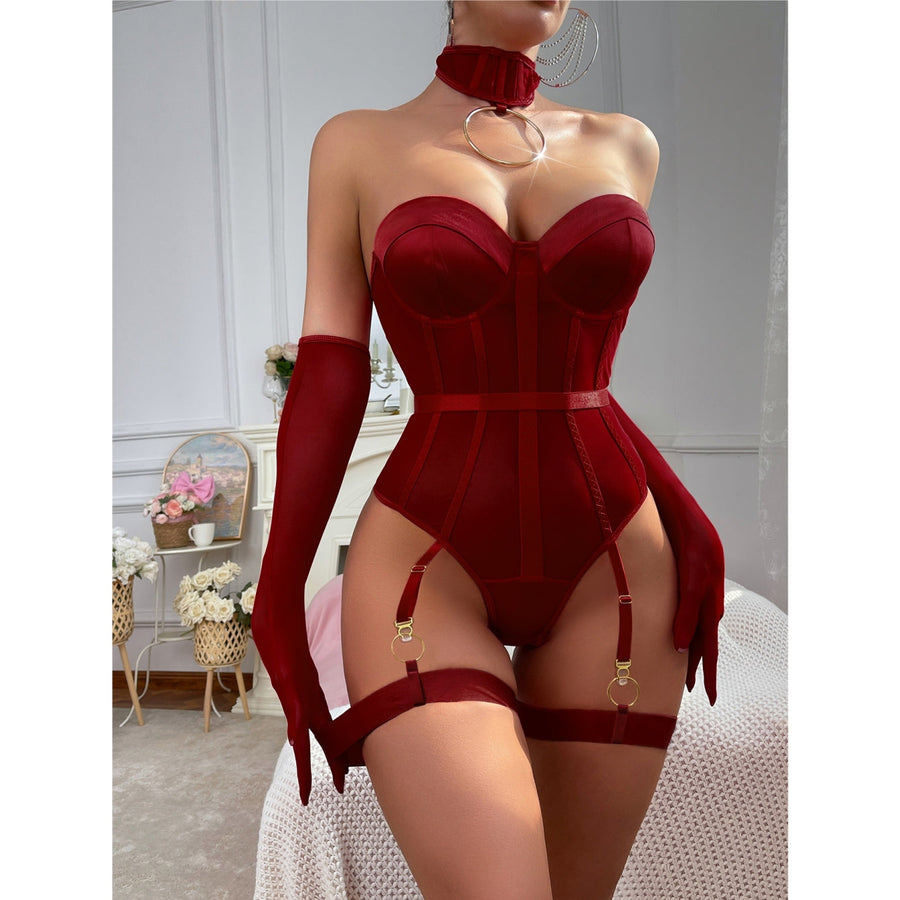Strappy Black Sheer Mesh Bodysuit with Cutout Detail-Bodysuit-Bellascena-Wine Red-S-bellascena