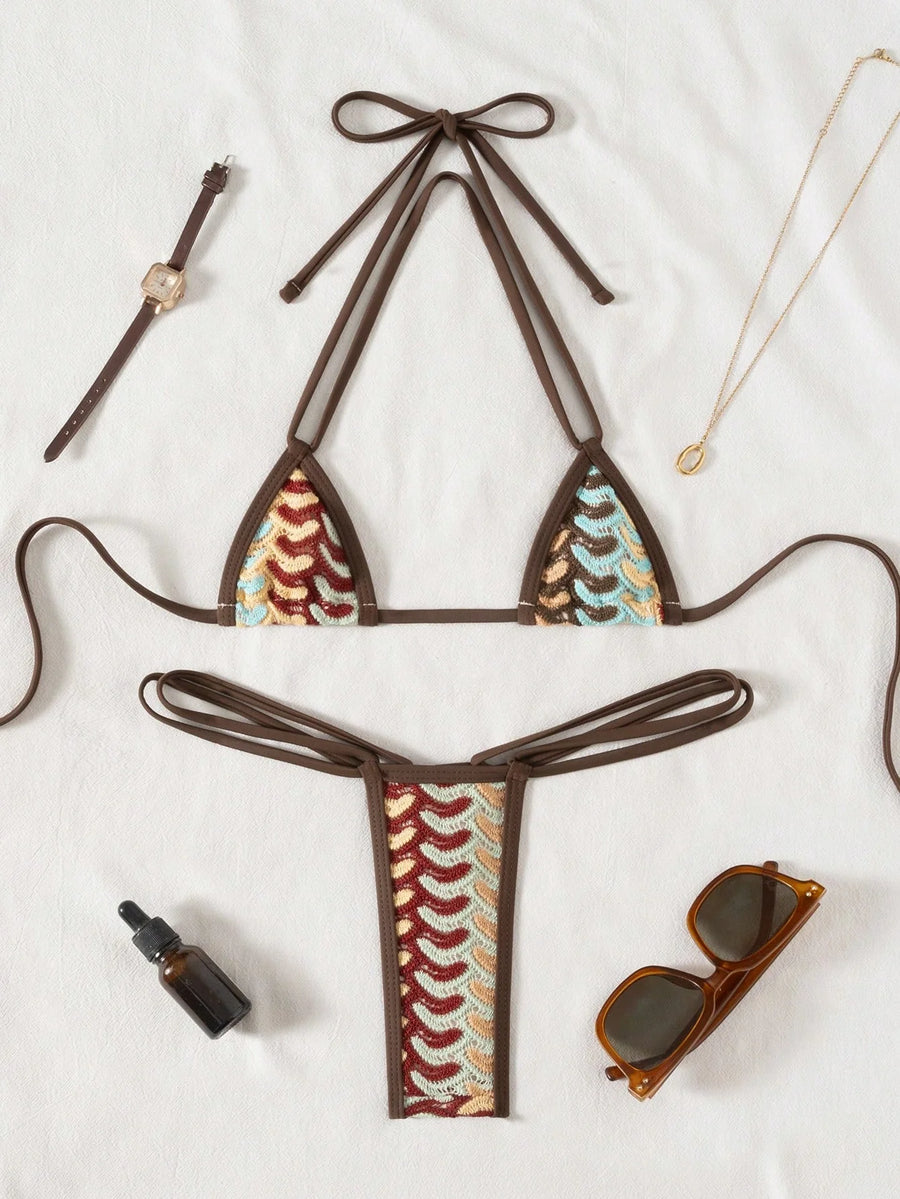 Strappy Multicolor Knit Bodysuit with Cutout Design-Bodysuit-Bellascena-bellascena