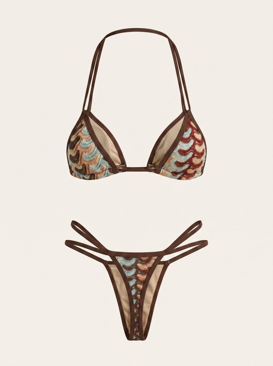 Strappy Multicolor Knit Bodysuit with Cutout Design-Bodysuit-Bellascena-bellascena