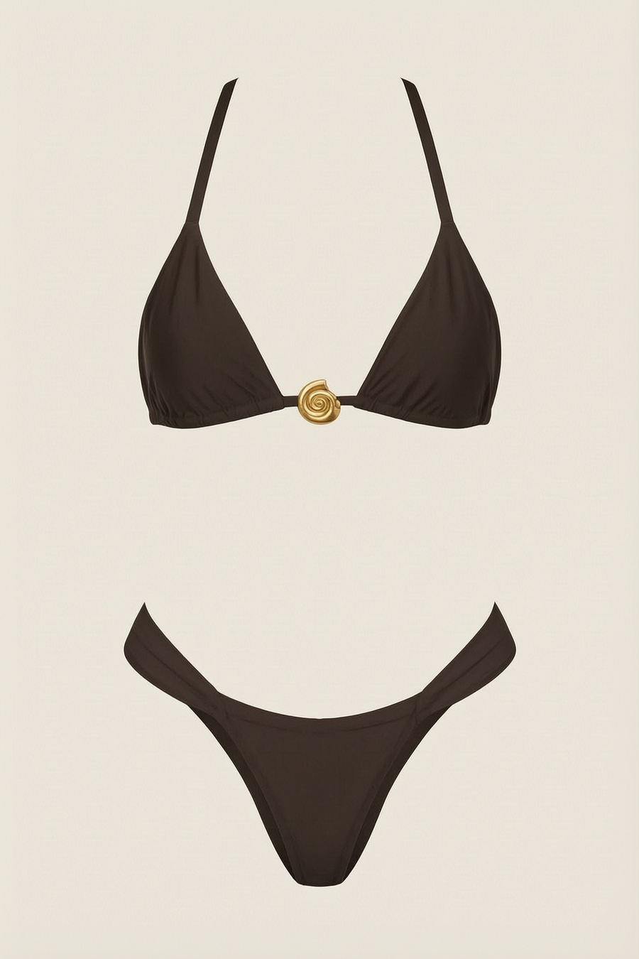Triangle Halter Set with Gold Shell-Bikini Set-Bellascena-bellascena