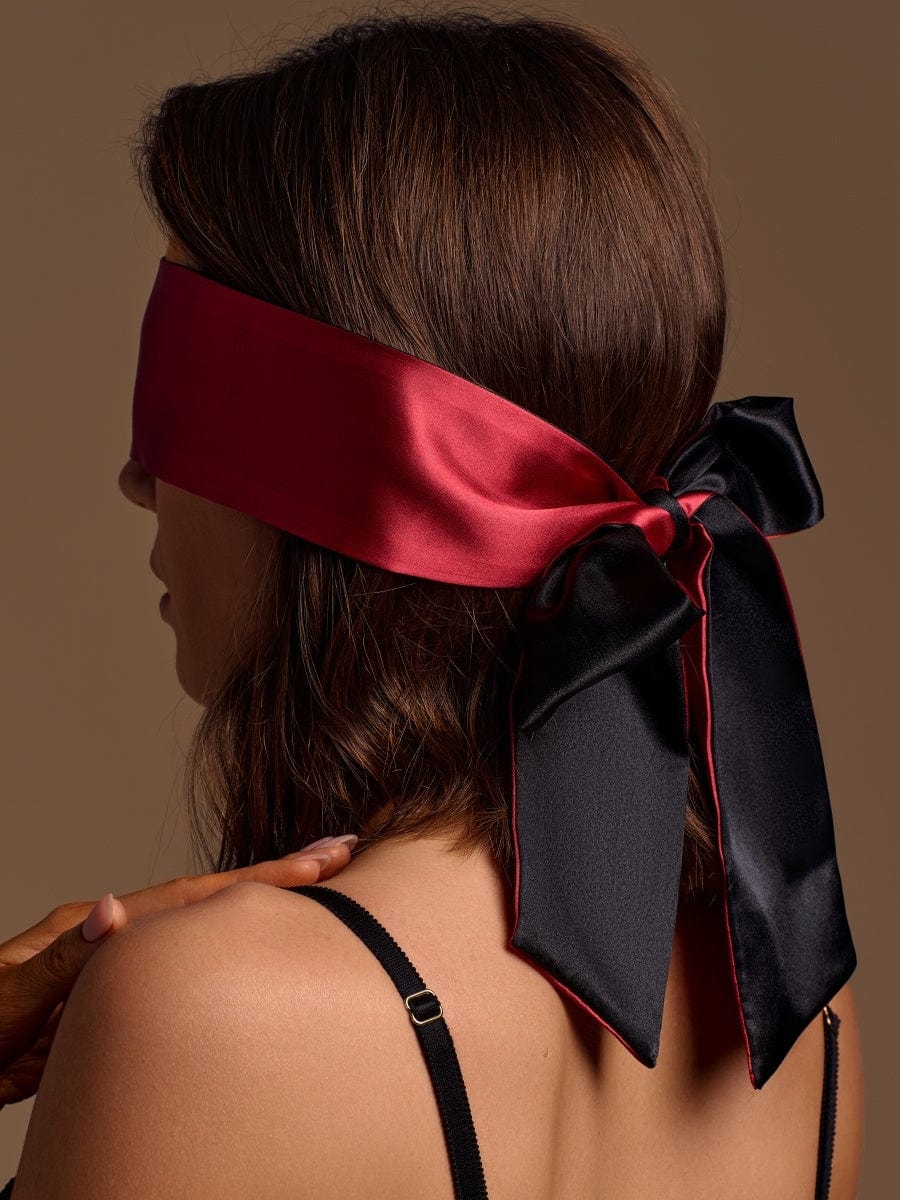 Two-Tone Red and Black Satin Headband with Bow-Hairband-Bellascena-bellascena