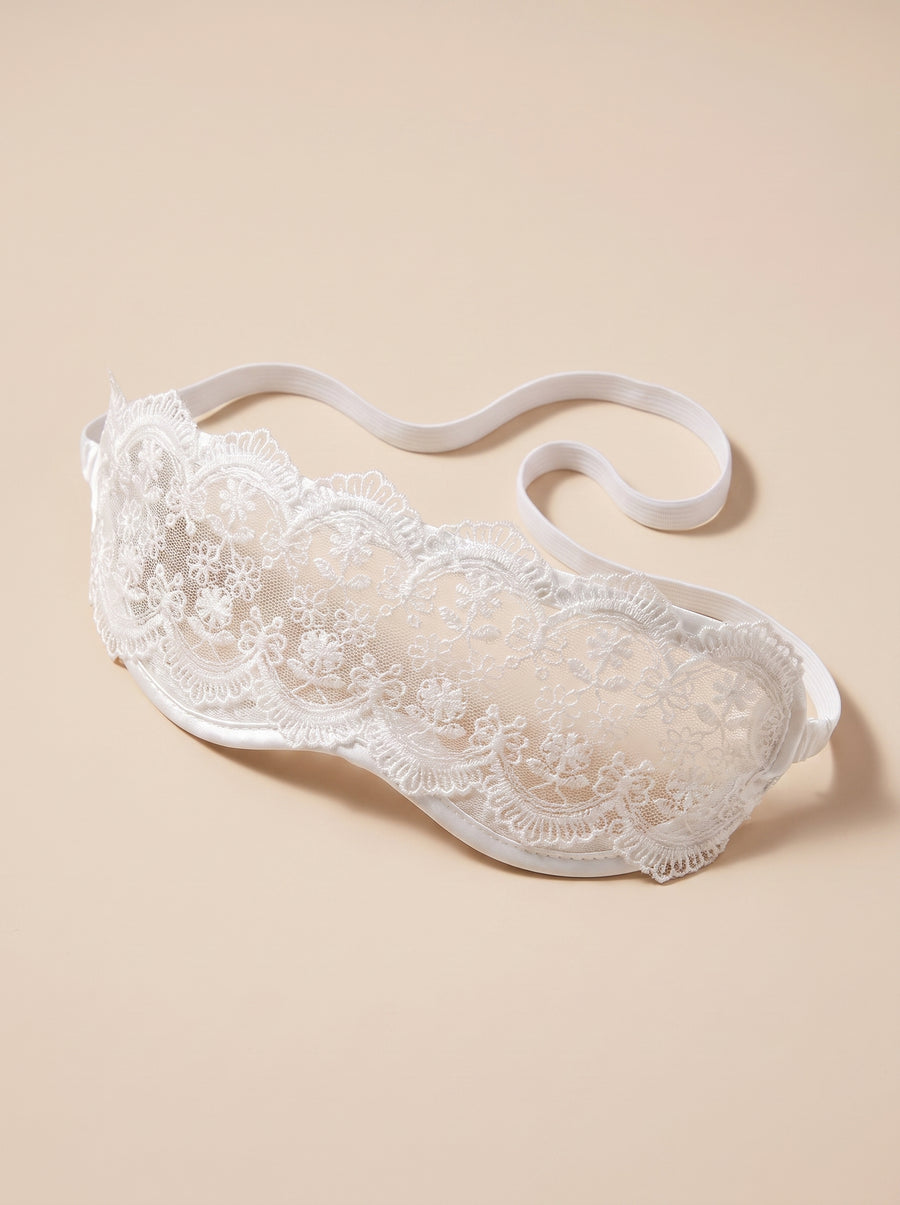 White Lace Eye Mask with Scalloped Edges-Eye Mask-Bellascena-bellascena