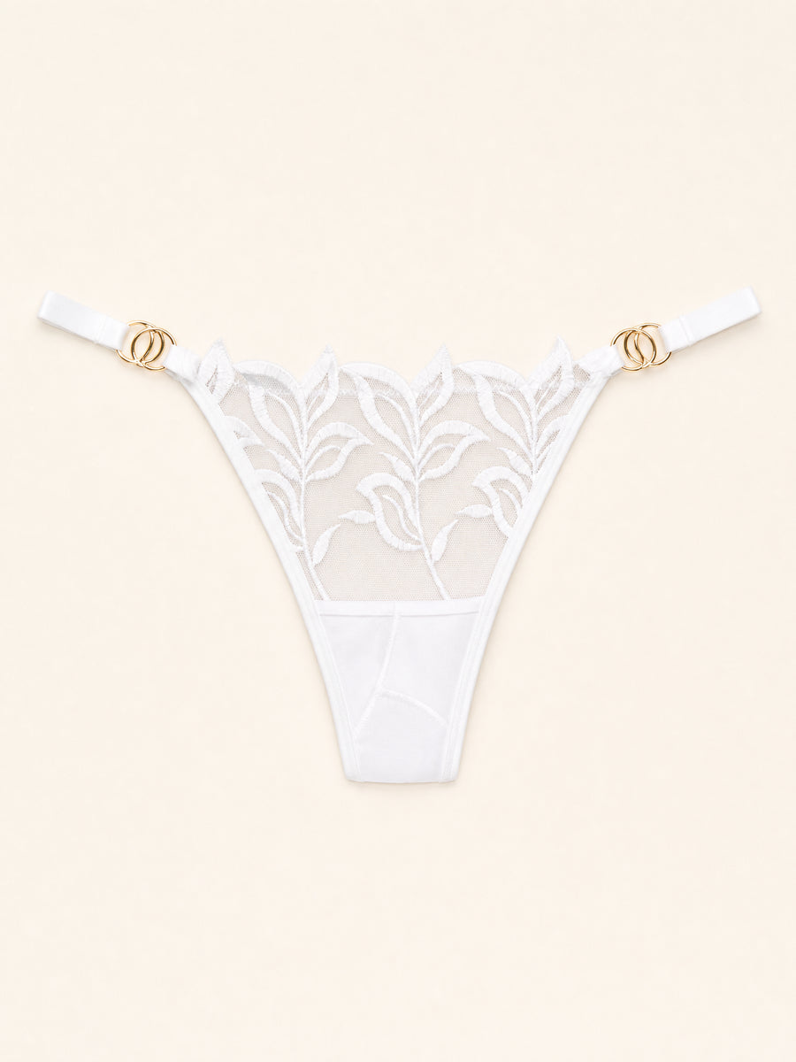 White Mesh Thong with Lace Detailing-Thong-Bellascena-bellascena