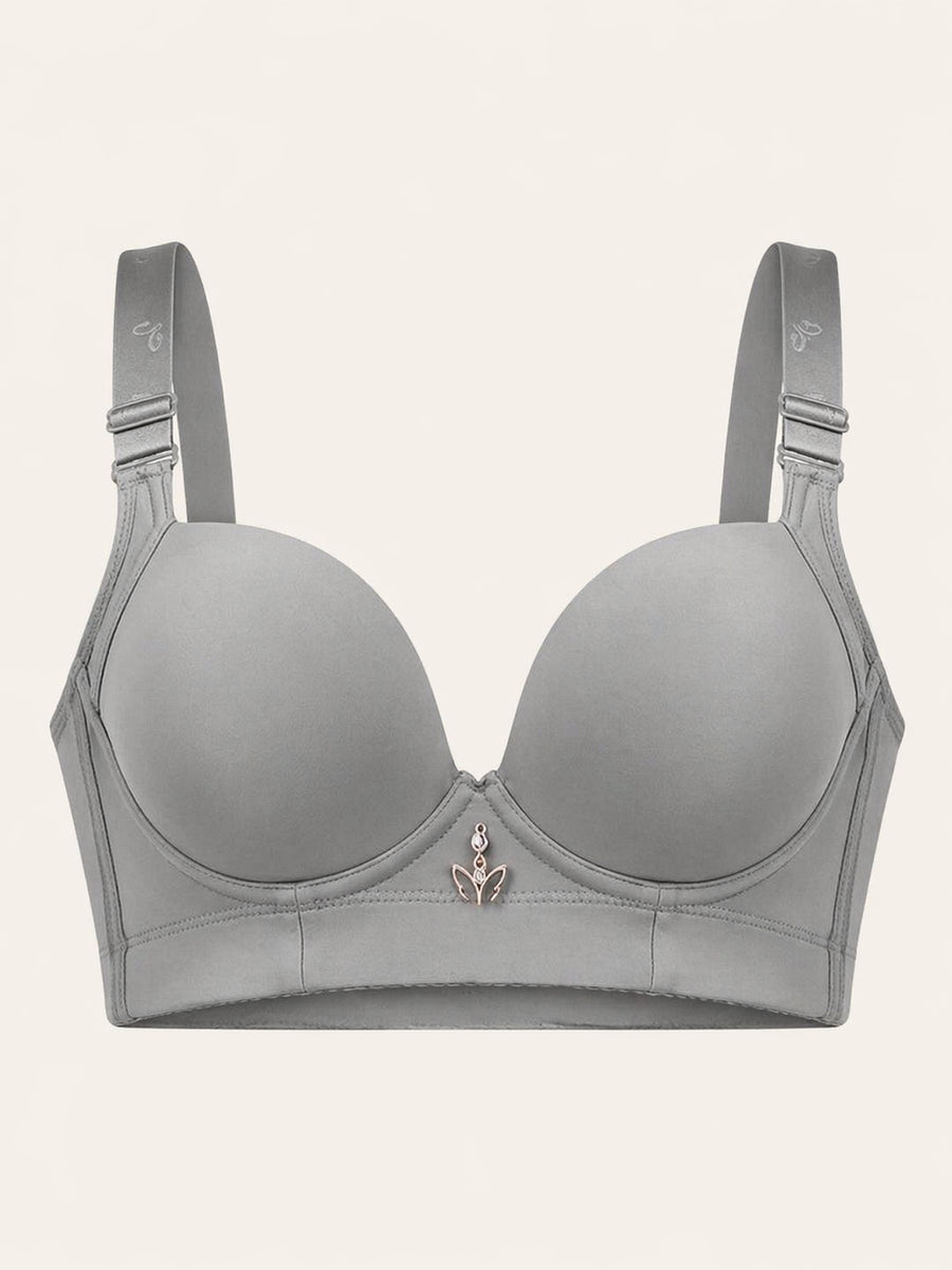 Wide Strap Gray Satin Bra with Underwire Support-Bra-Bellascena-Gray-75A-bellascena