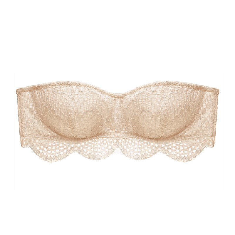 Wireless Pale Pink Lace Bra with Strappy Detail-Bra-Bellascena-bellascena