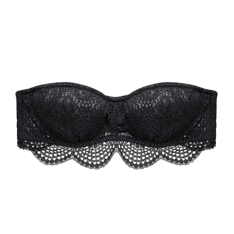Wireless Pale Pink Lace Bra with Strappy Detail-Bra-Bellascena-Black-S-bellascena