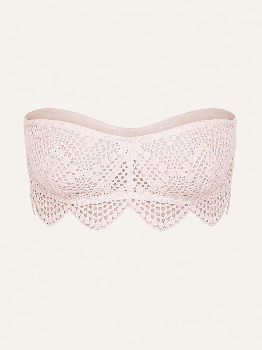 Wireless Pale Pink Lace Bra with Strappy Detail-Bra-Bellascena-bellascena