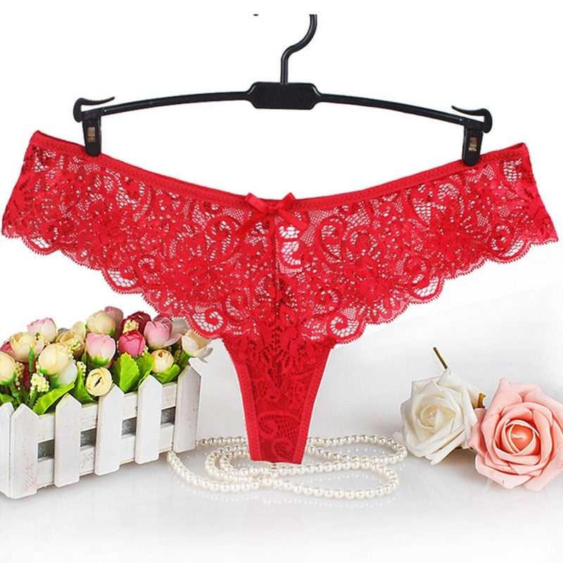 Alluring Black Lace Panty with Bow Detail-Panty-Bellascena-bellascena