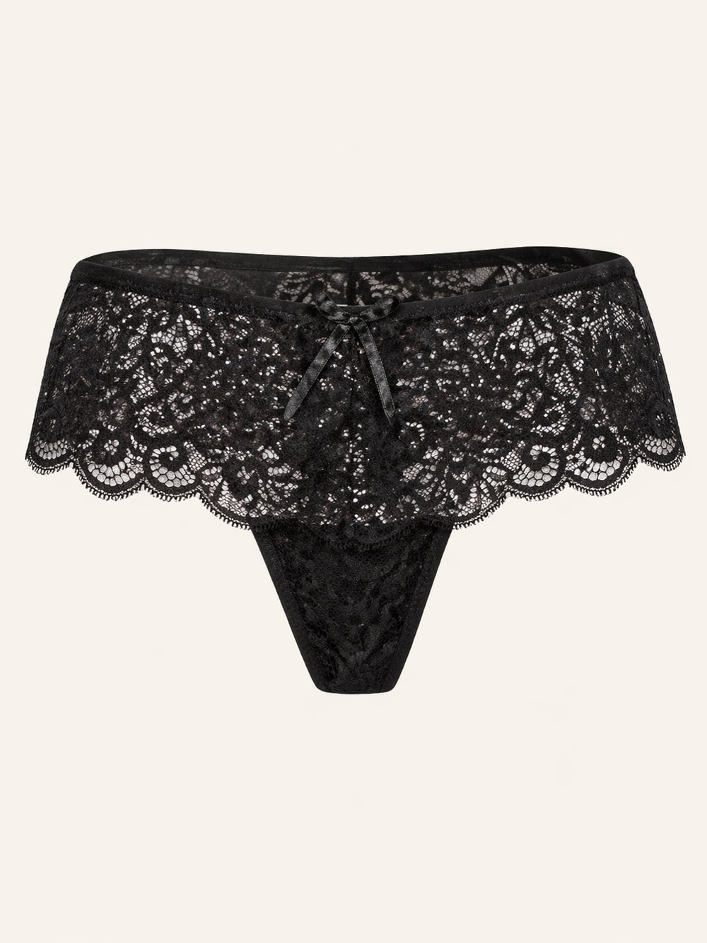Slip seducente in pizzo nero con dettaglio a fiocco