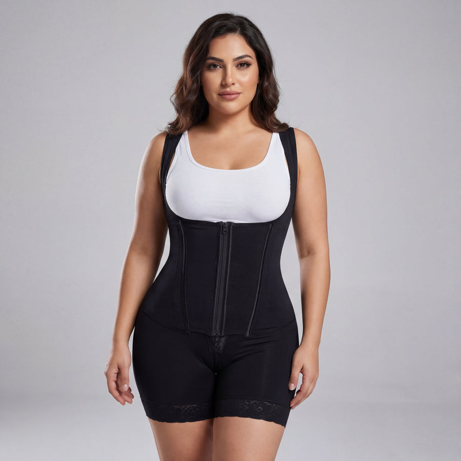 Beige Cotton Shapewear with Lace Trim-Shapewear-Bellascena-bellascena