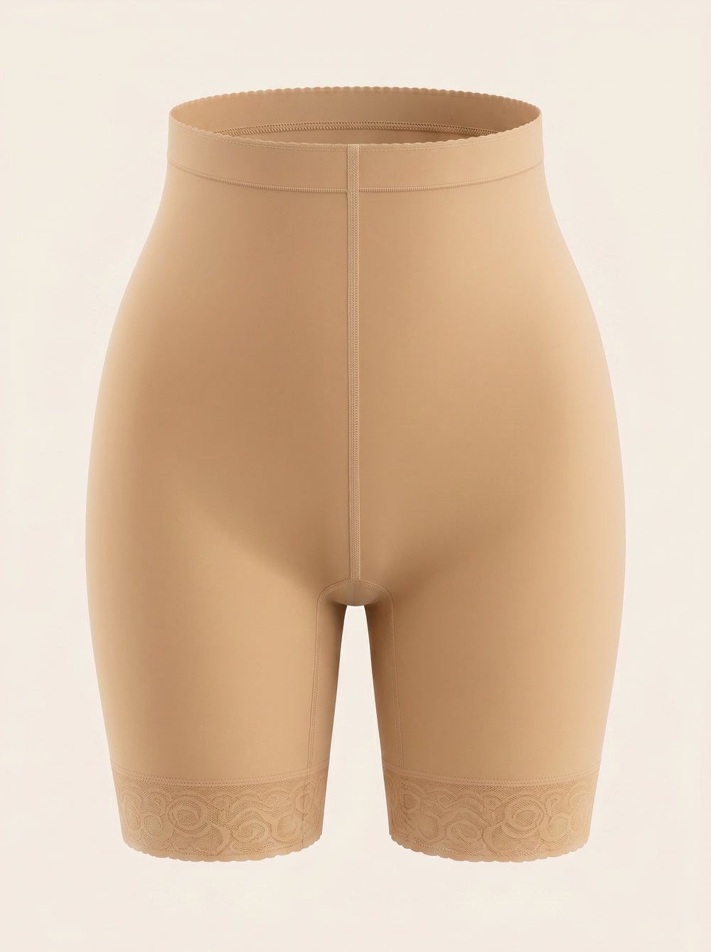 Faja moldeadora beige de nailon con ribete de encaje transparente