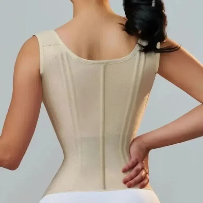 Beige Nylon Waist Trainer with Adjustable Straps-Shapewear-Bellascena-bellascena