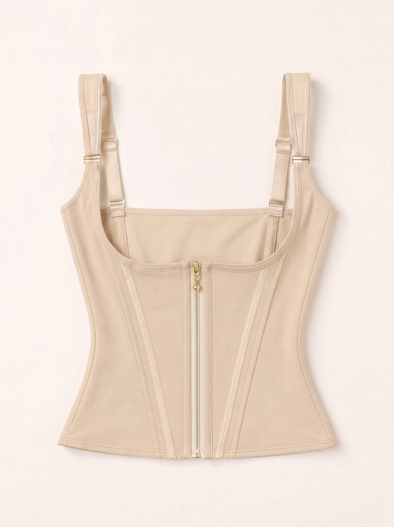 Beige Nylon Waist Trainer with Adjustable Straps