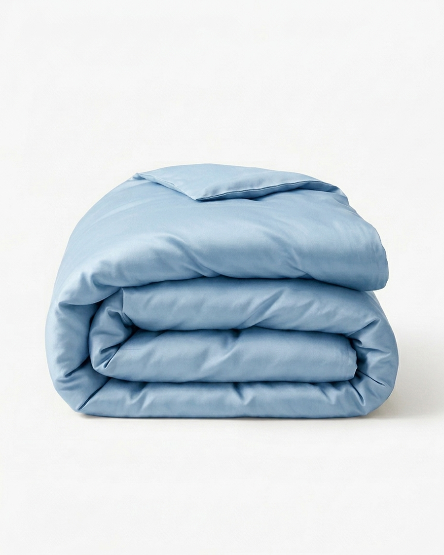 Beige Satin Duvet Cover with Luxe Feel-Duvet Cover-Bellascena-Sky Blue-140x200cm-bellascena