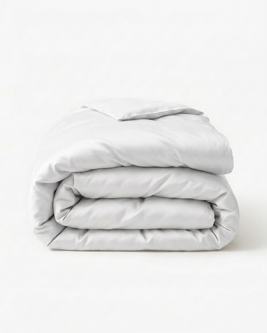 Beige Satin Duvet Cover with Luxe Feel-Duvet Cover-Bellascena-White-140x200cm-bellascena