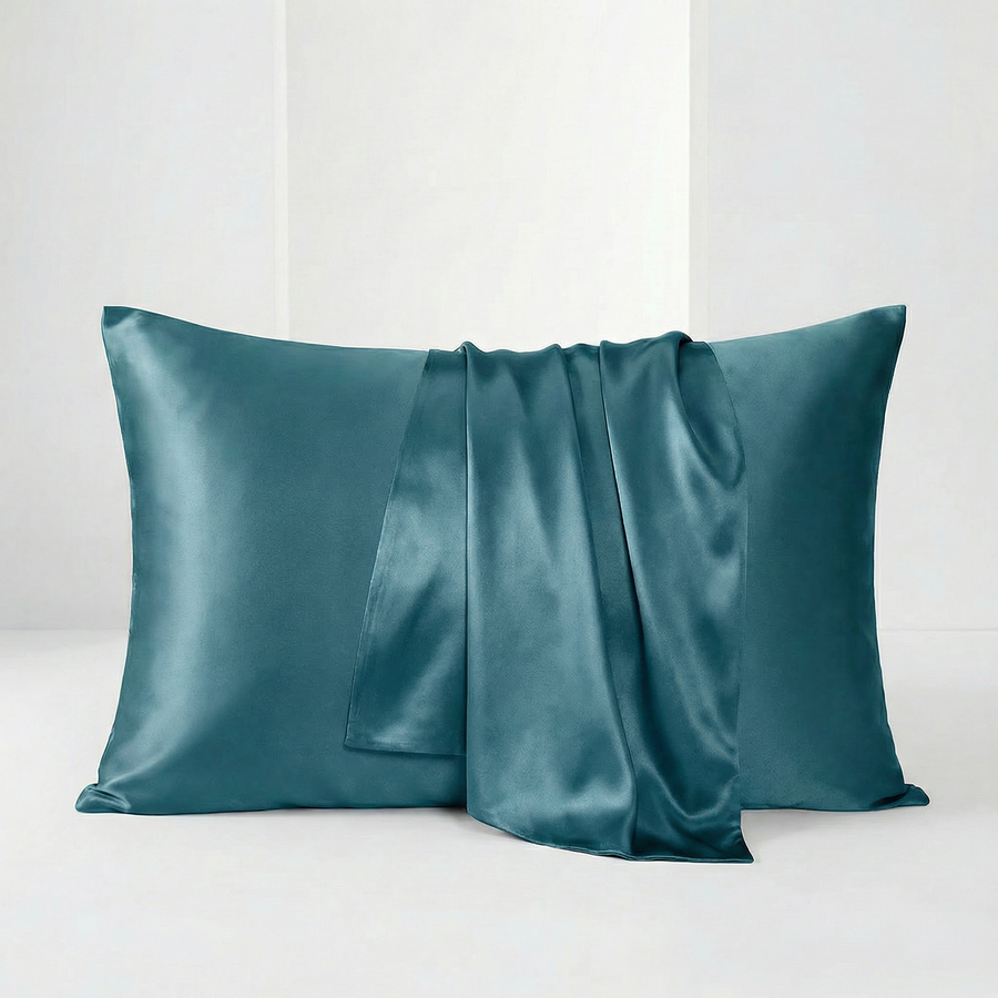 Beige Satin Pillowcase with Smooth Texture-Pillowcase-Bellascena-Blue-40x60cm-bellascena