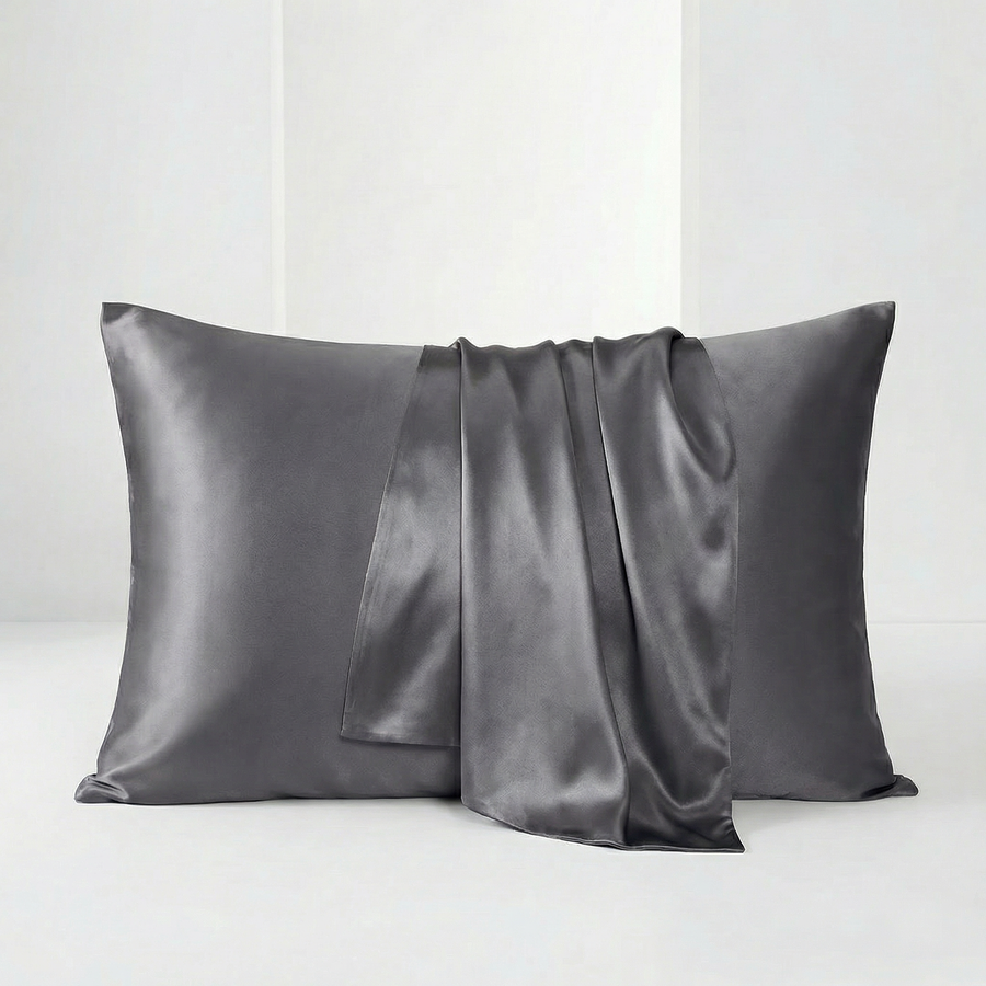 Beige Satin Pillowcase with Smooth Texture-Pillowcase-Bellascena-Dark Gray-40x60cm-bellascena