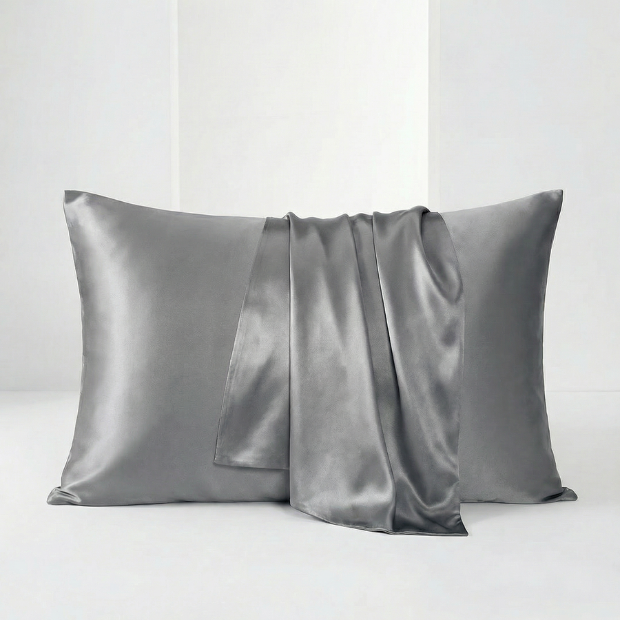 Beige Satin Pillowcase with Smooth Texture-Pillowcase-Bellascena-Light Gray-40x60cm-bellascena