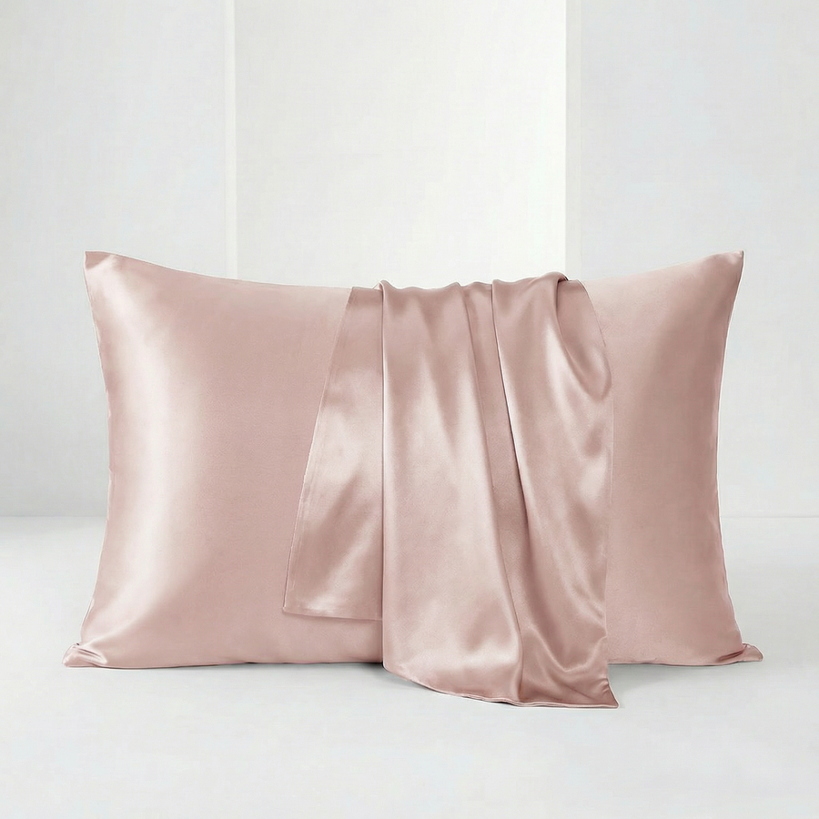 Beige Satin Pillowcase with Smooth Texture-Pillowcase-Bellascena-Pink-40x60cm-bellascena