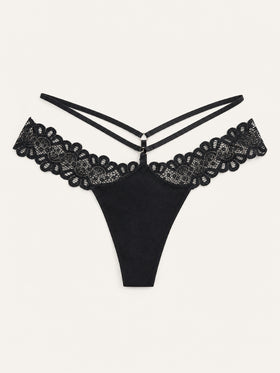 Black Lace Bodysuit with Strappy Detailing-Bodysuit-Bellascena-bellascena