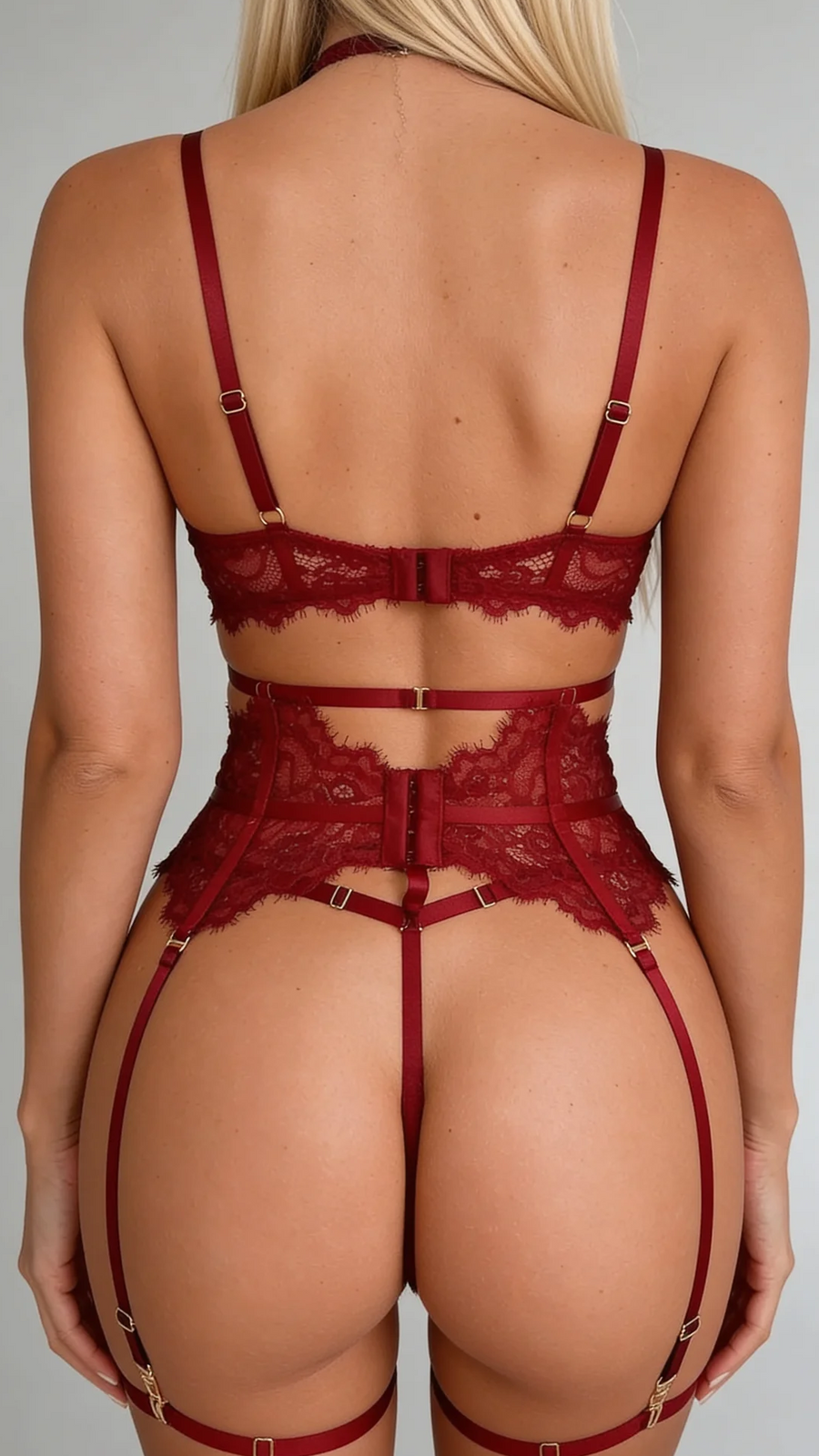 Black Lace Lingerie Set with Strappy Design-Lingerie Set-Bellascena-bellascena