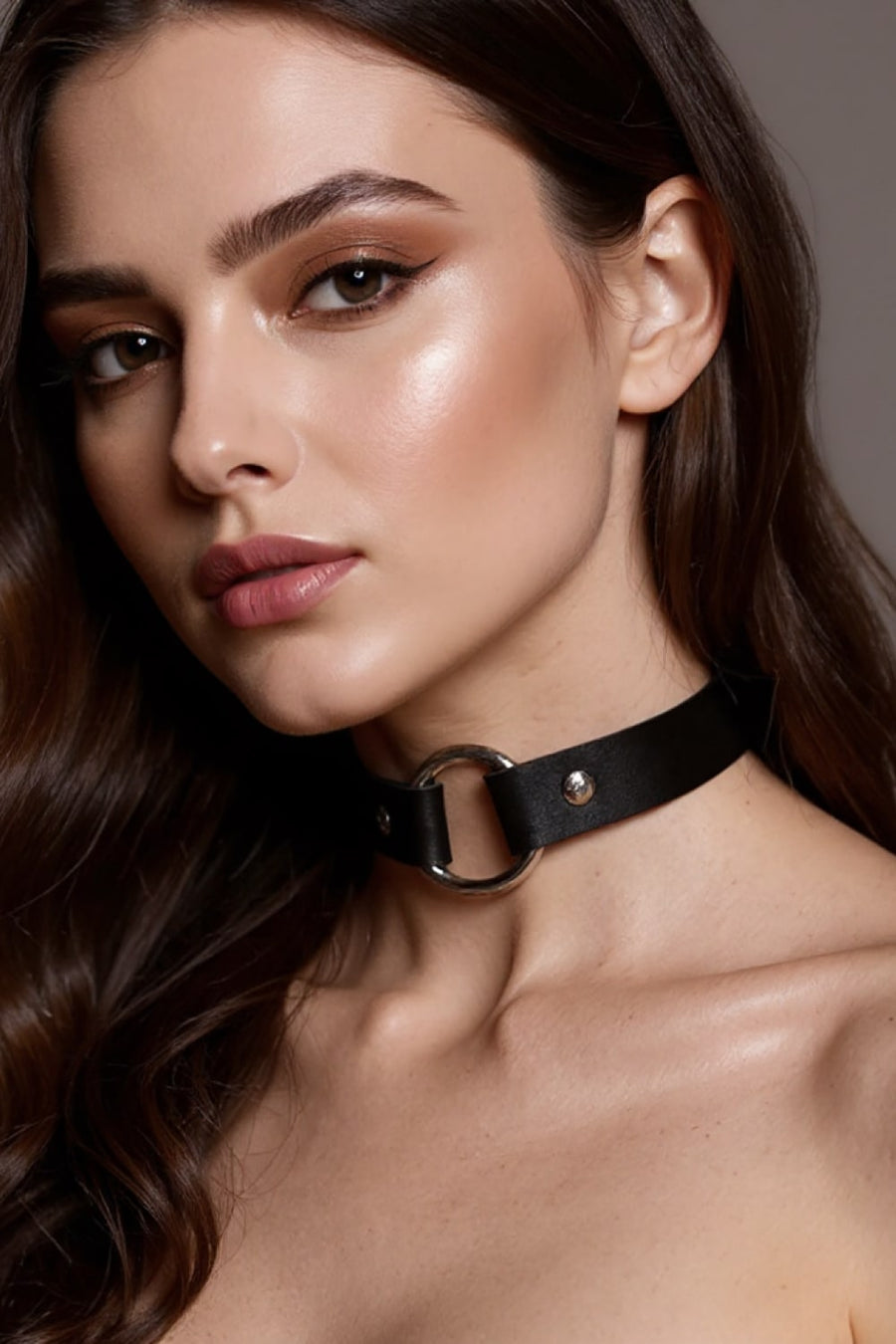 Black Leather Harness with Strappy Rings-Harness-Bellascena-bellascena