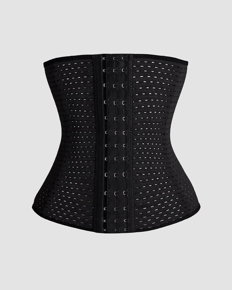 Black Mesh Corset with Strappy Sheer Design-Corset-Bellascena-bellascena