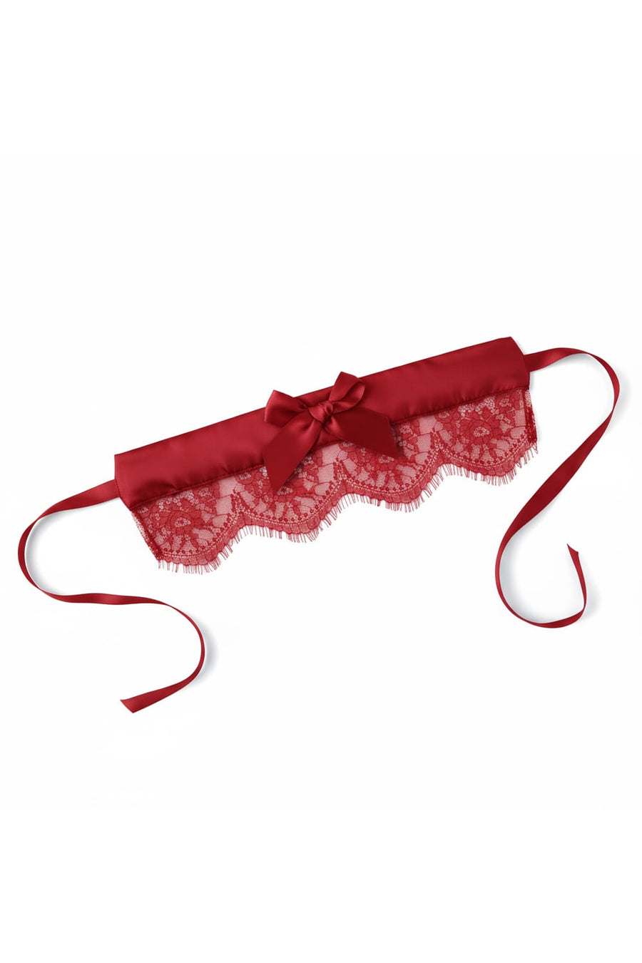 Black Satin Eye Mask with Lace Trim and Ribbon Tie-Eye Mask-Bellascena-Red-bellascena