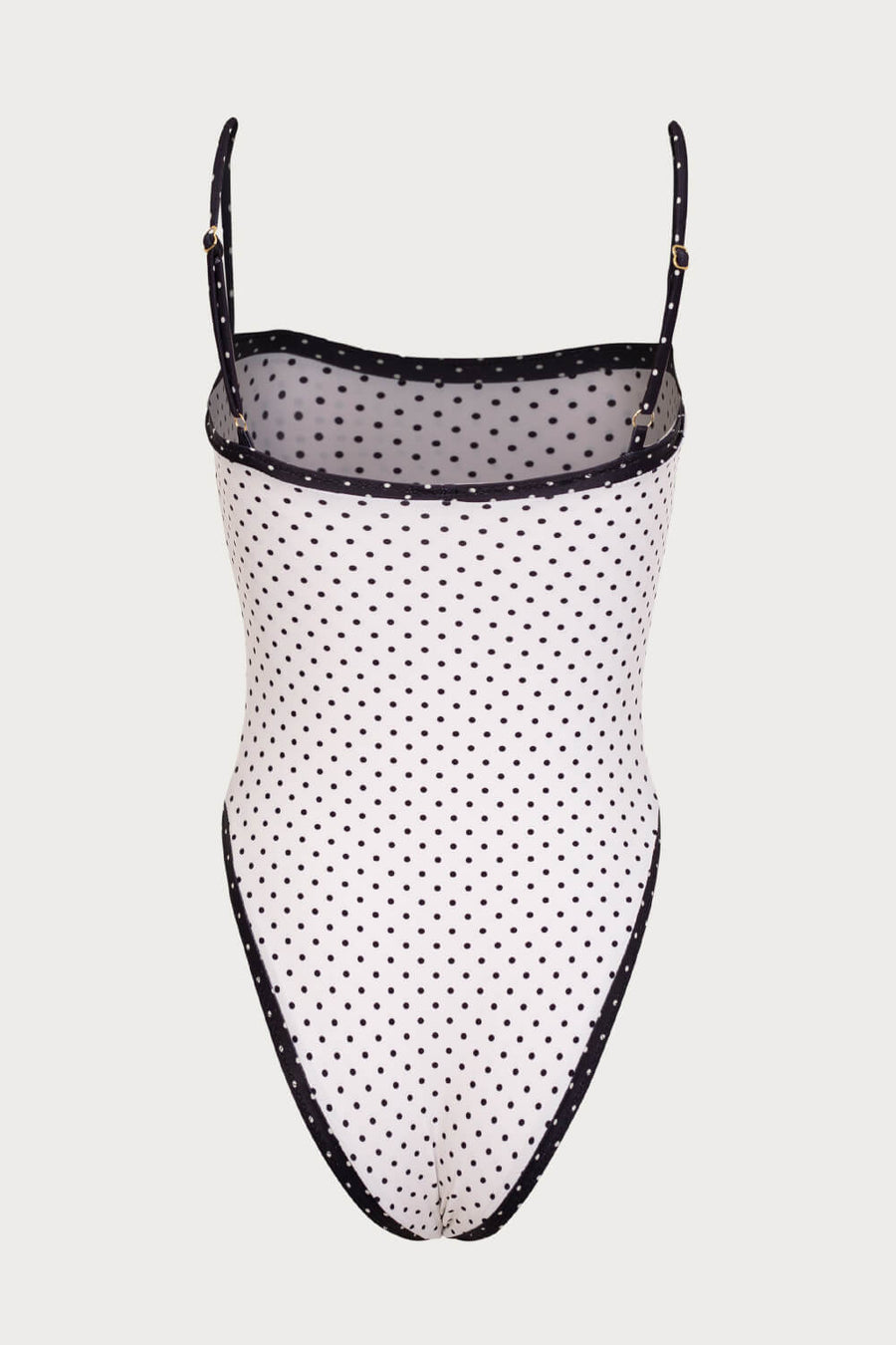 Black and White Polka Dot Stretch Swimsuit with Strappy Design-One-Piece Swimsuit-Bellascena-bellascena