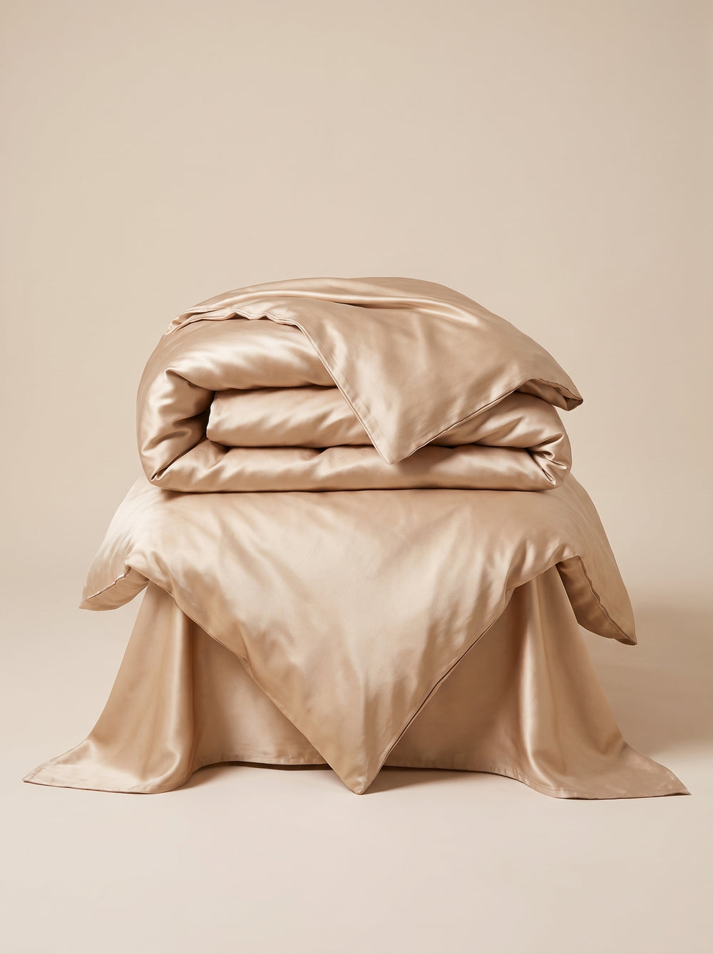 Champagne Satin Duvet Cover with Glossy Finish