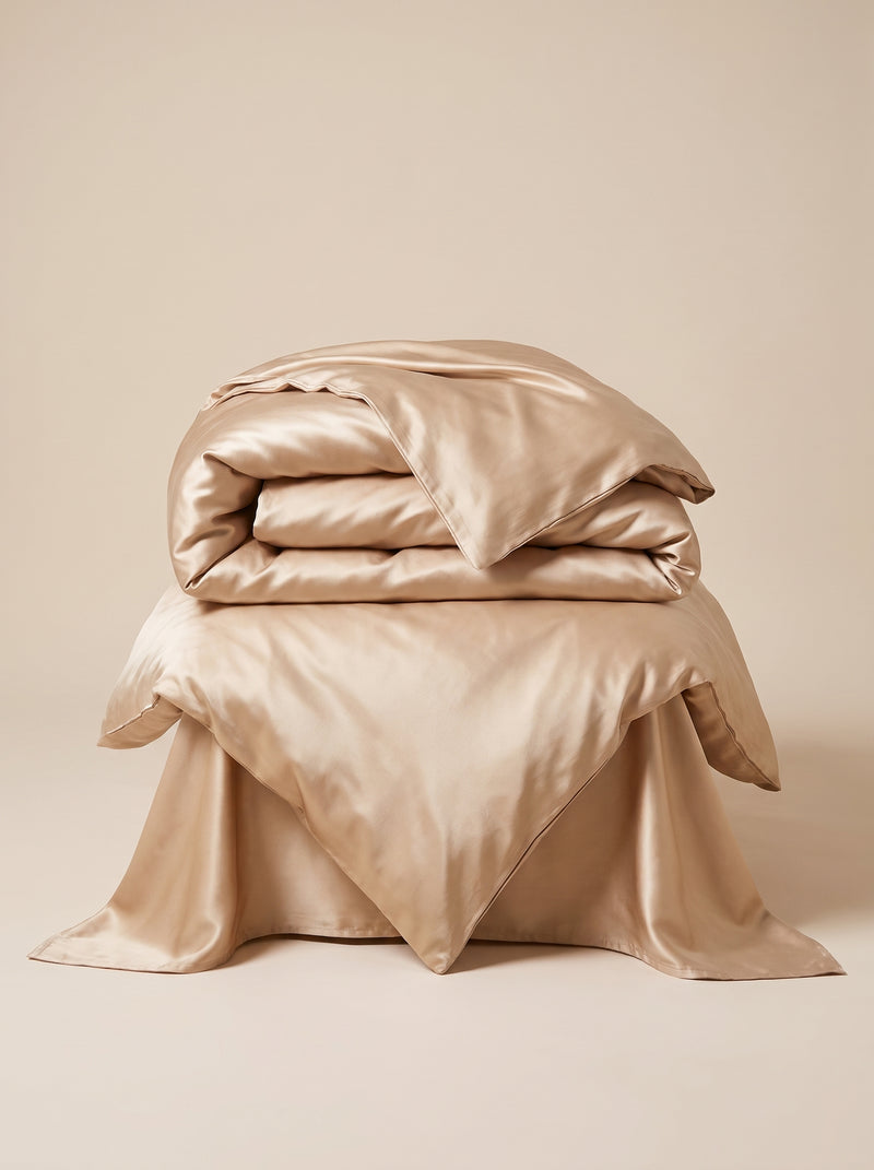 Champagne Satin Duvet Cover with Glossy Finish