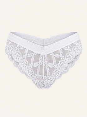 Chic White Lace Panty with Bow Detail-Panty-Bellascena-White-S-bellascena