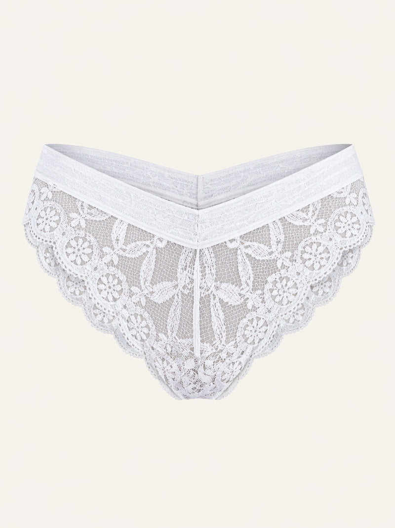 Chic White Lace Panty with Bow Detail