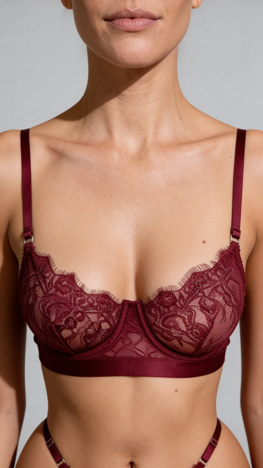 Chocolate Brown Lace Lingerie Set with Strappy Sheer Design-Lingerie Set-Bellascena-bellascena