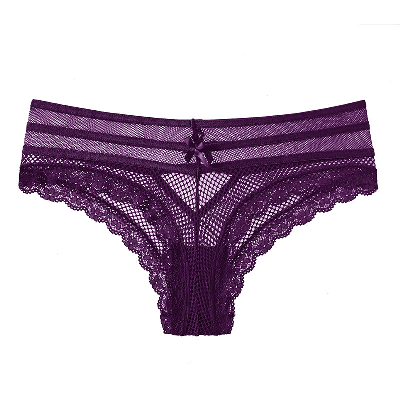 Cutout Purple Lace Panty with Scalloped Edges-Panty-Bellascena-bellascena