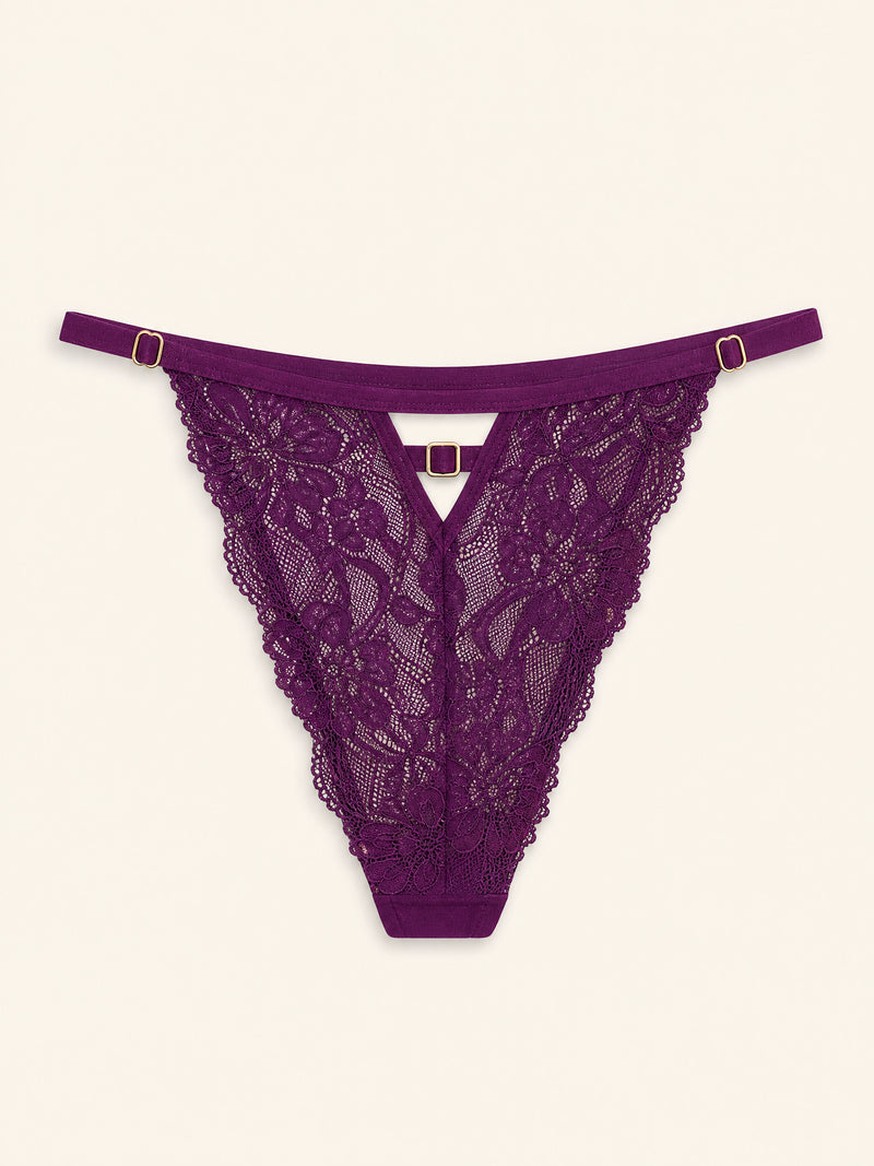 Deep Purple Lace Bodysuit with Adjustable Straps