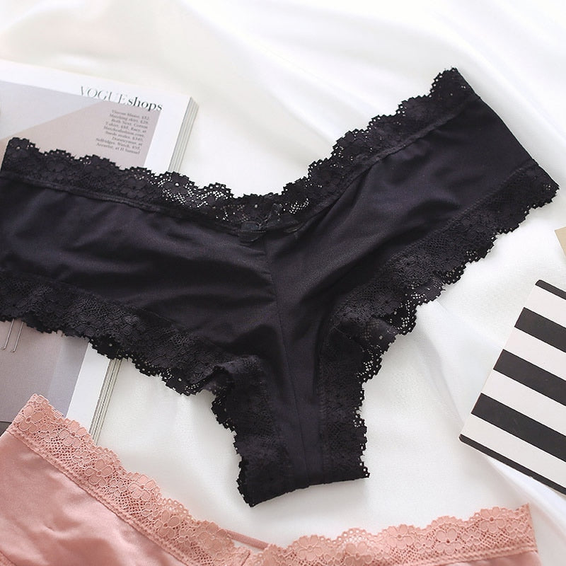 Deep Red Lace Panty with Strappy Design-Panty-Bellascena-Black-S/M-bellascena