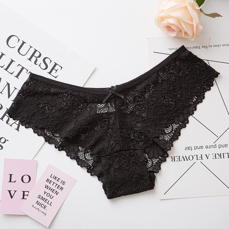 Delicate Floral Lace Panty with Scalloped Edges-Panty-Bellascena-bellascena