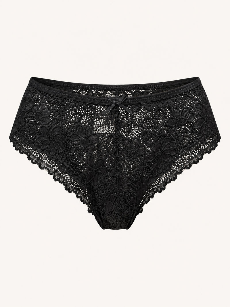 Delicate Floral Lace Panty with Scalloped Edges