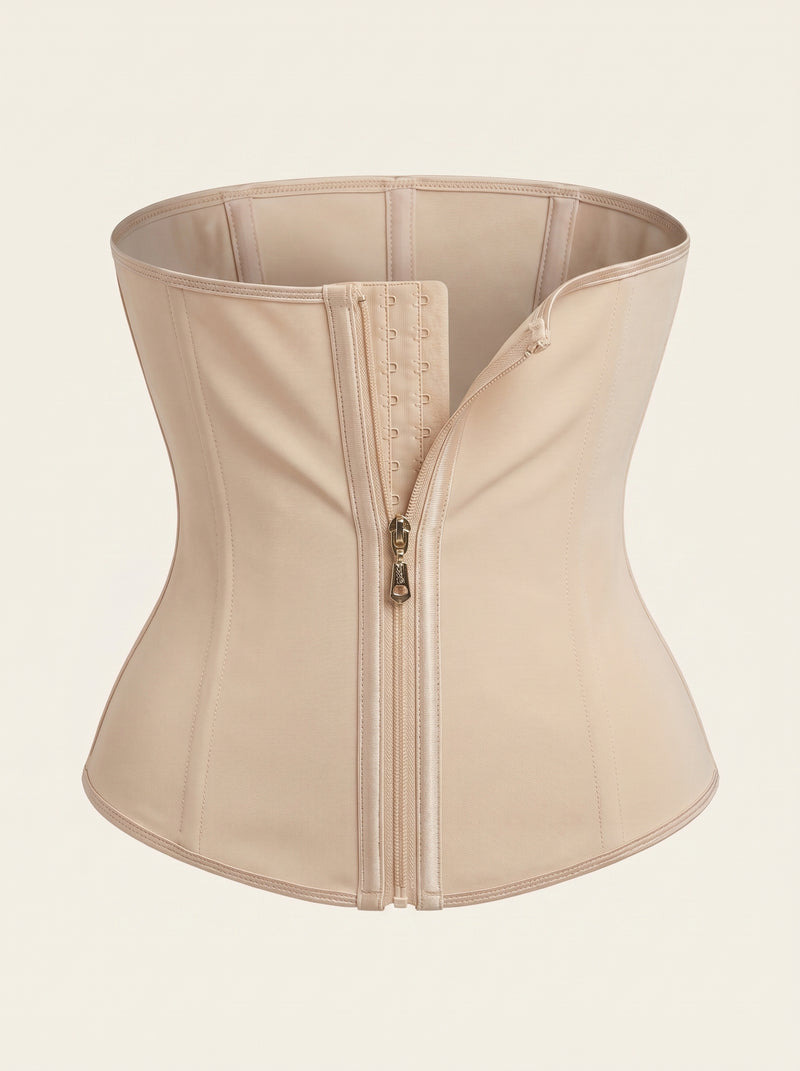 Double Compression Beige Synthetic Shapewear with Zipper
