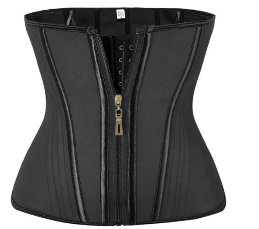 Double Compression Beige Synthetic Shapewear with Zipper-Shapewear-Bellascena-Black-XS-bellascena